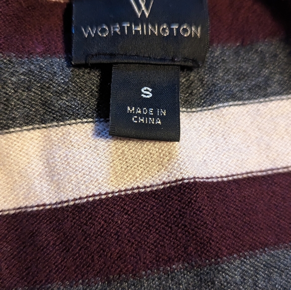 '90s Y2k style v neck sexy stripe Worthington long sleeve sweater small sporty - Picture 7 of 7